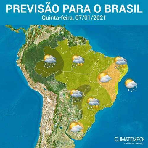 Nebulosidade sobre o Brasil